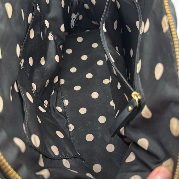 Anne Klein black quilted with tan polka dot interior bag - Picture 10 of 13
